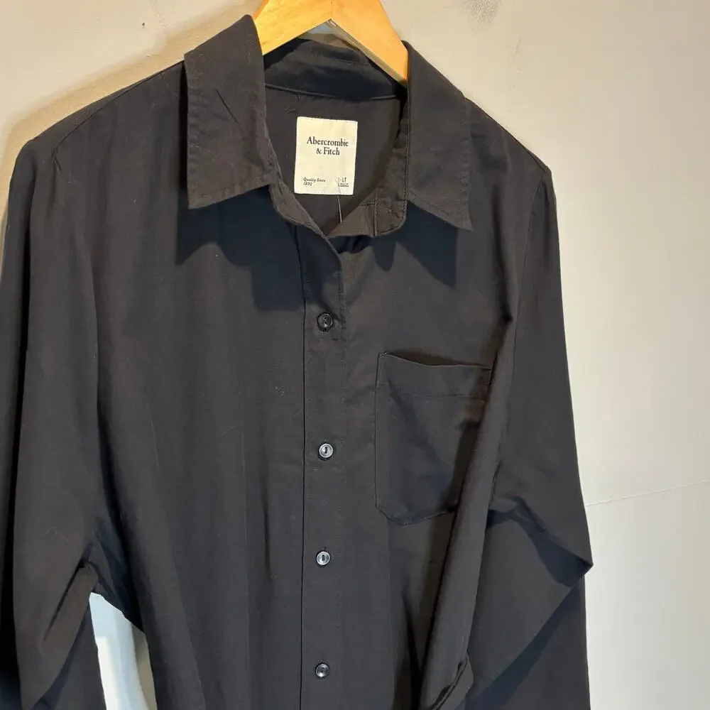Abercrombie & Fitch NWT Black Midi Shirt Dress - size Large Tall